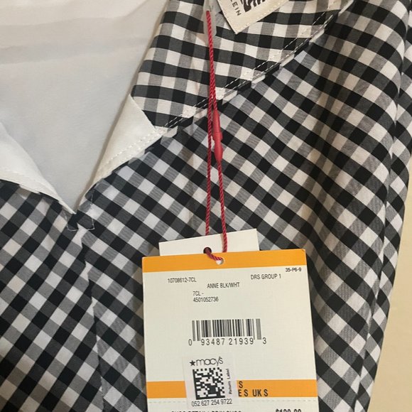 Anne Klein Midi Wrap Dress, Navy & White Checkered, Size Small - Picture 3 of 3